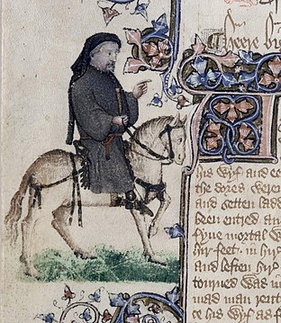 Chaucer as a pilgrim from the Ellesmere manuscript @wikimedia commons